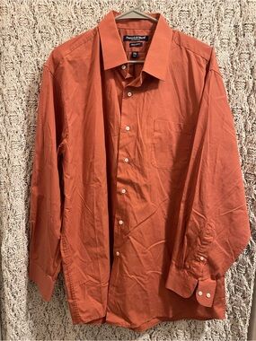 Preswick & Moore Men's Rust-Orange Long Sleeve Dress Shirt